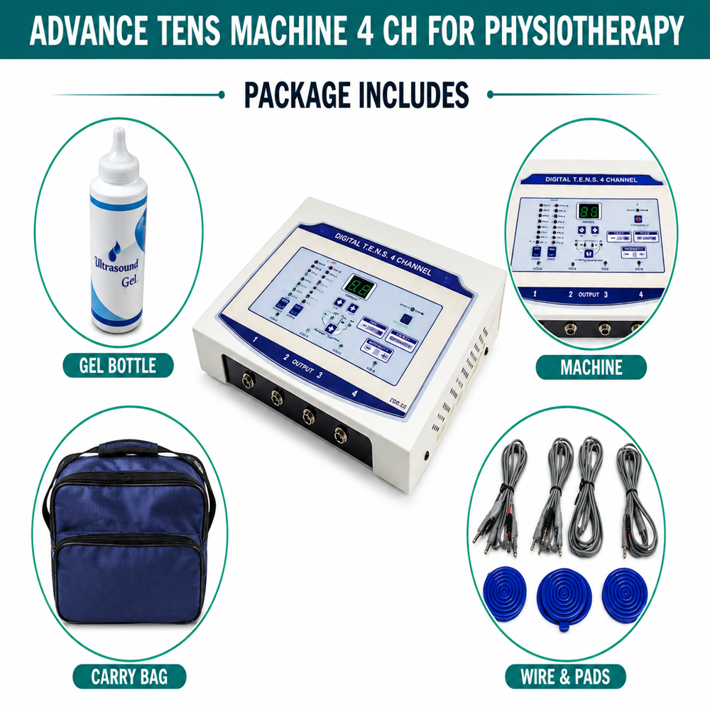 Advance 4 Channel TENS Physiotherapy Machine | Digital Pain Relief Electrotherapy Equipment