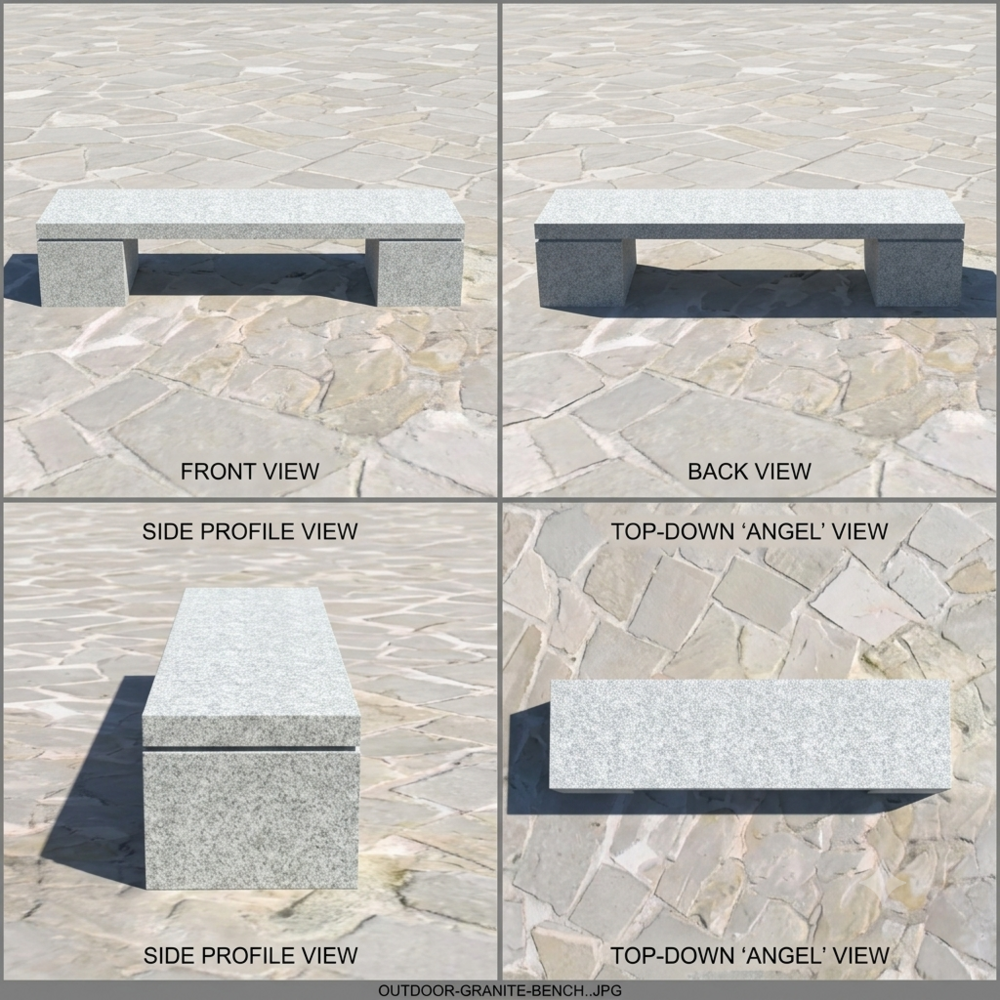 Outdoor Granite Bench - Color: White