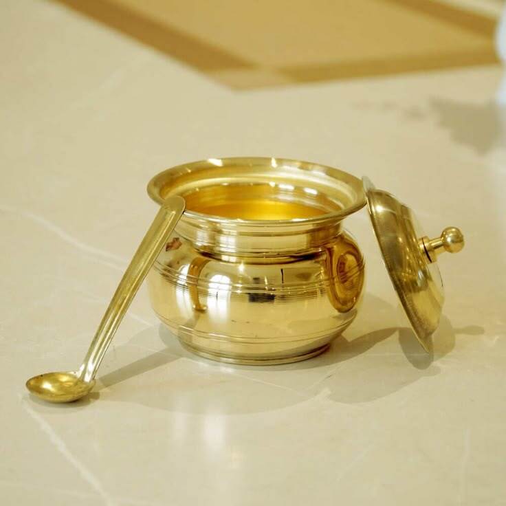 Brass Ghee Pot - Color: Metalic