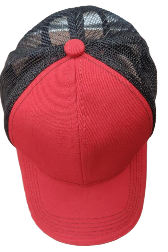 Red Premium Cotton Cap With Net