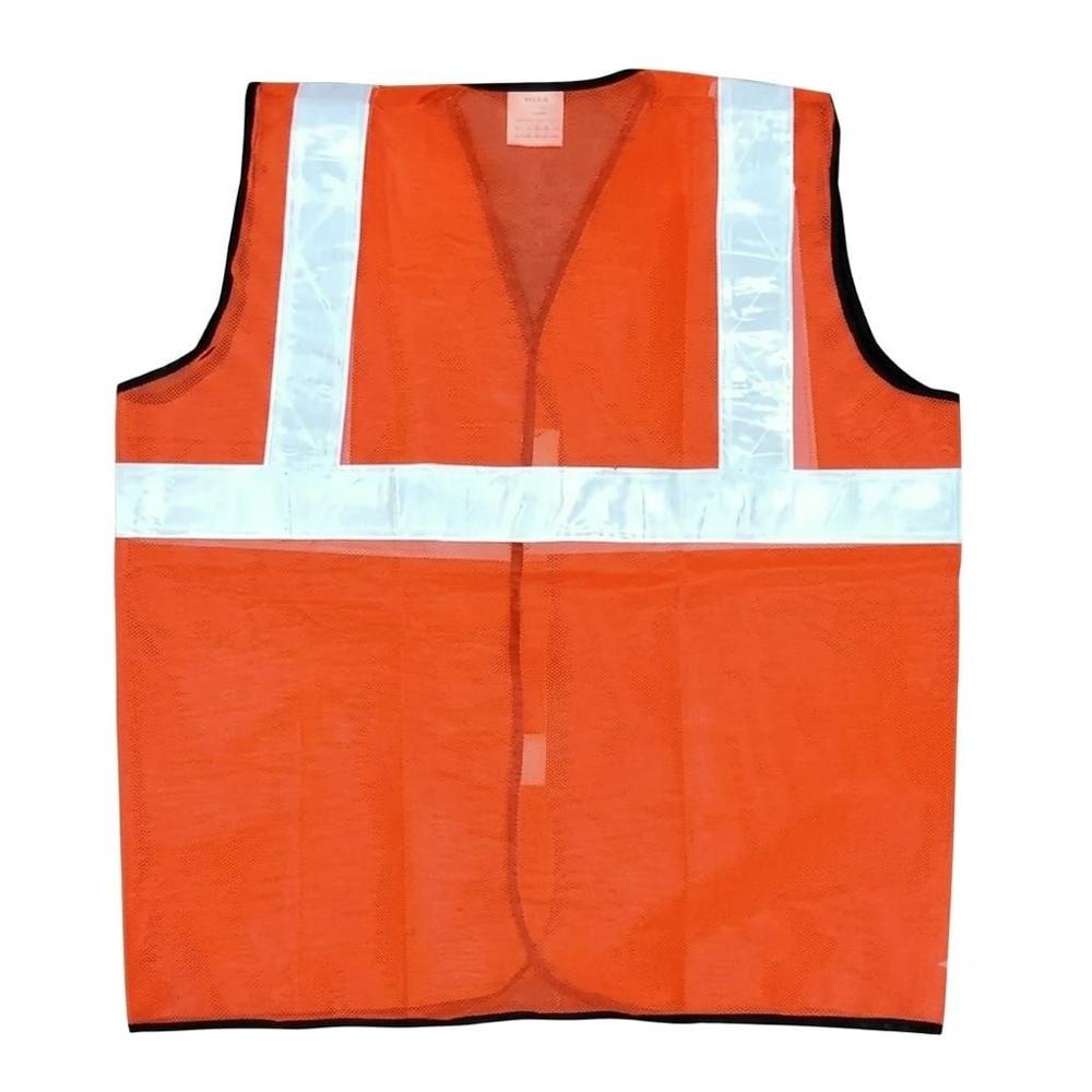 Reflective Safety Jacket - Polyester, Free Size, Fluorescent Orange/green | Unisex Design, High-quality Reflective Banding For Enhanced Visibility
