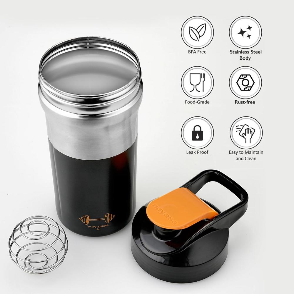 Nayasa Alloy Cross Fit Stainless Steel Gym Shaker