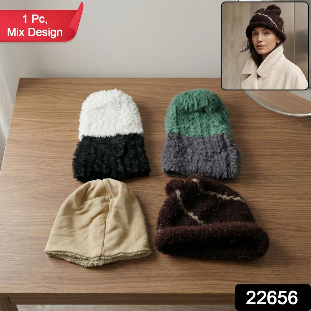 Winter Warm Woolen Beanie Cap For Men & Women (1 Pc Mix Desin) - Application: As Per Product Requirement