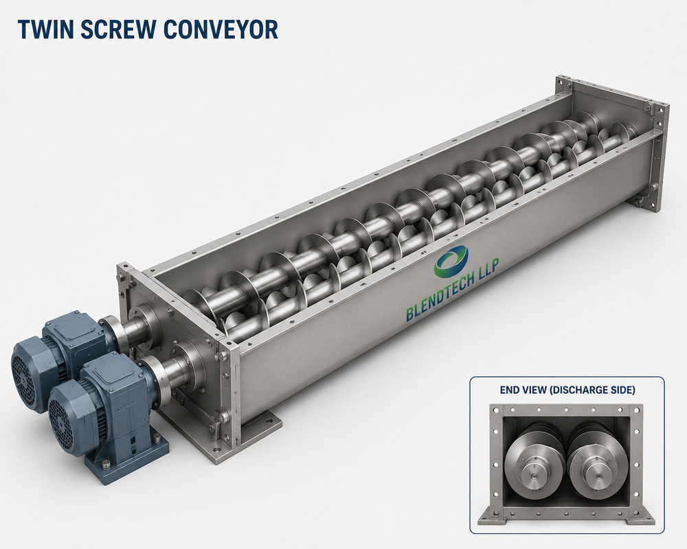 Ss Twin Screw Conveyor - Load Capacity: 100 Kg/Hr To 5 Tons Per Hour