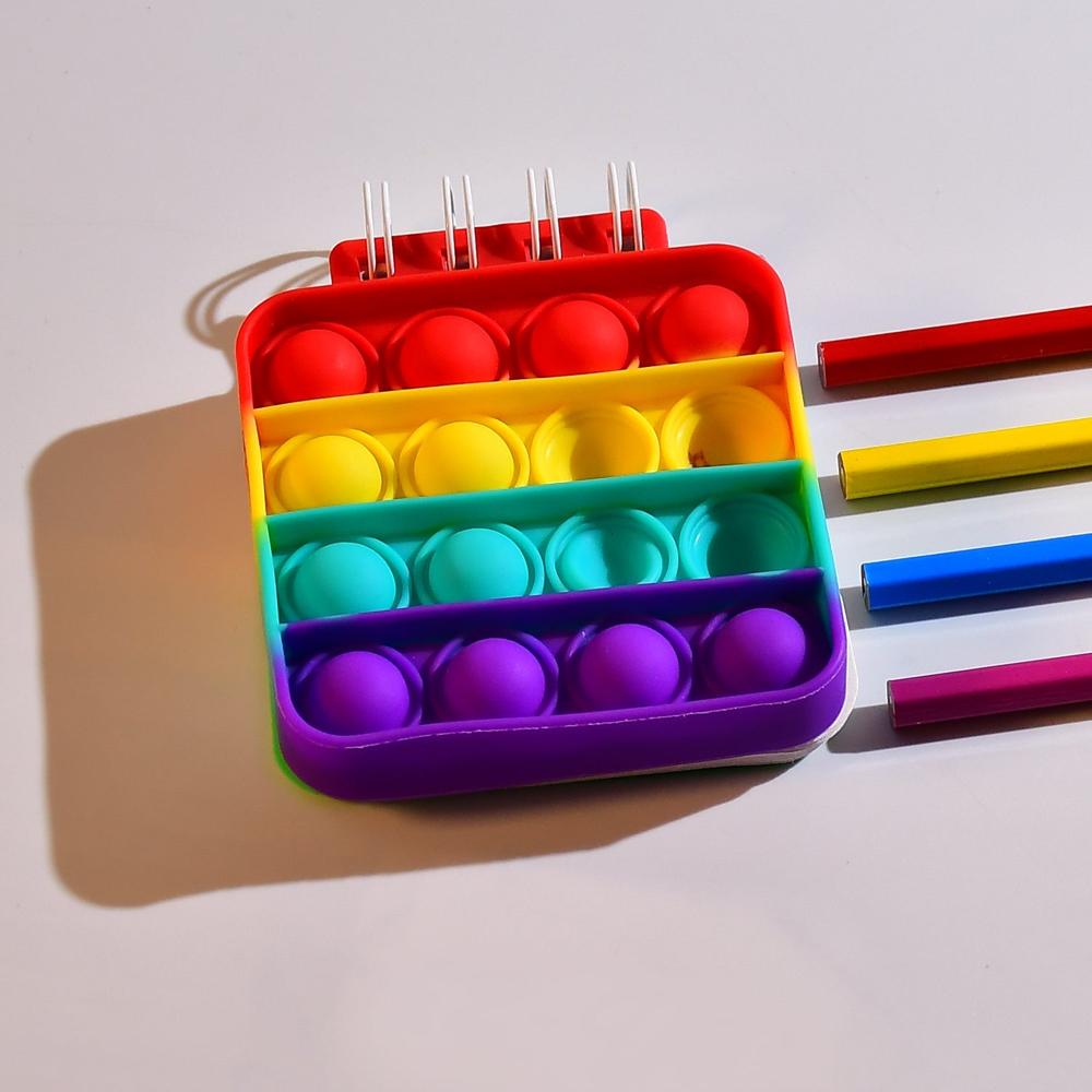 Square it Fidget Spiral Notebook Bubble Push Silicon Toy School Use
