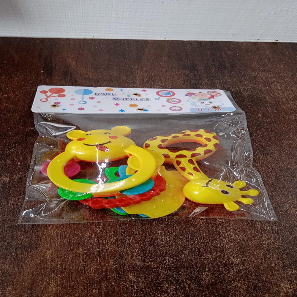 3 Pcs Set Colorful Animal Shape Baby Rattle Toy - Color: Plastic