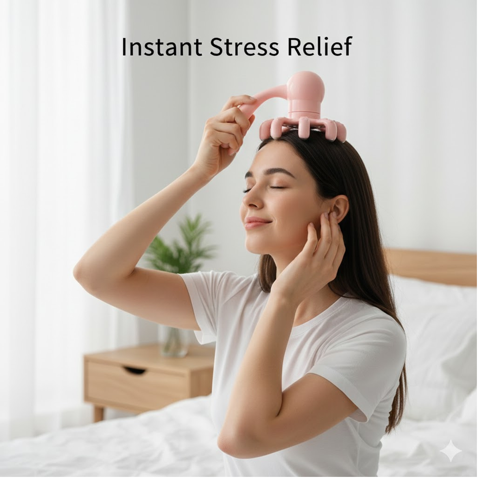Scalp Relax Octopus Massager Long Ergonomic Head Massager for Adults