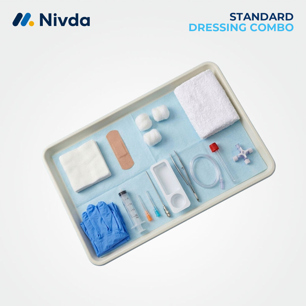 Dressing Procedure Pack - Non-woven Fabric, 30x20x3cm, Blue/white/beige, Sterile Disposable Kit