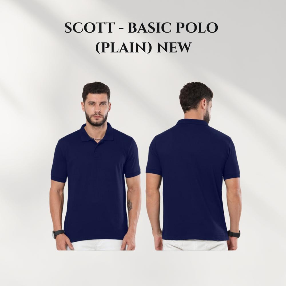 Scott Basic Polo Plain T-Shirt - Cotton, Regular Fit, Navy Blue | Breathable, Soft, Durable, All-Season Wear
