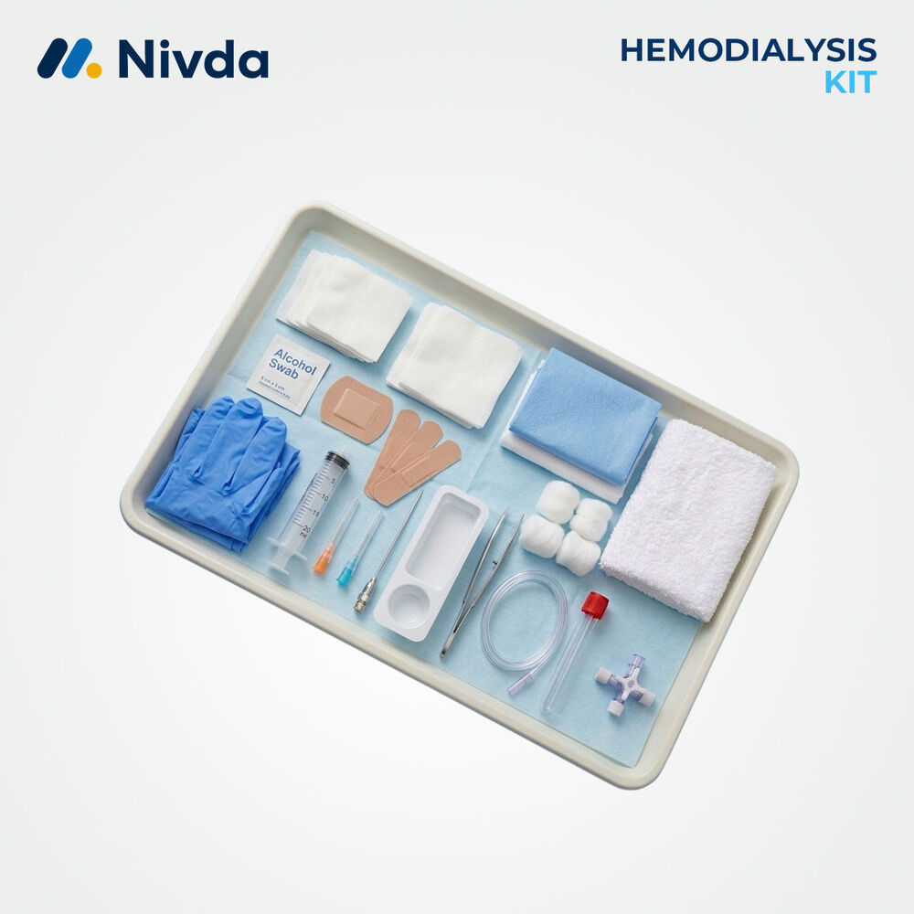 Hemodialysis Pack - Medical-grade Plastic, 40x25x5cm, Blue/white, Sterile Single-use Kit, Latex-free