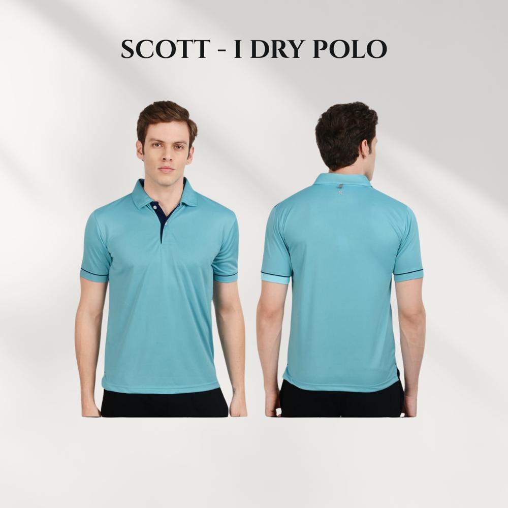 Scott I Dry Polo T-shirts - Polyester Blend, Light Blue, Moisture-Wicking Fabric, Regular Fit