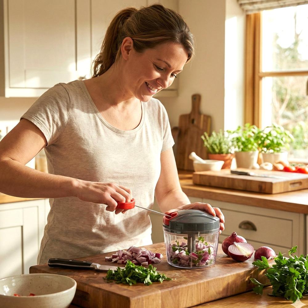Compact Manual Hand-Press Vegetable Chopper (1 Pc)