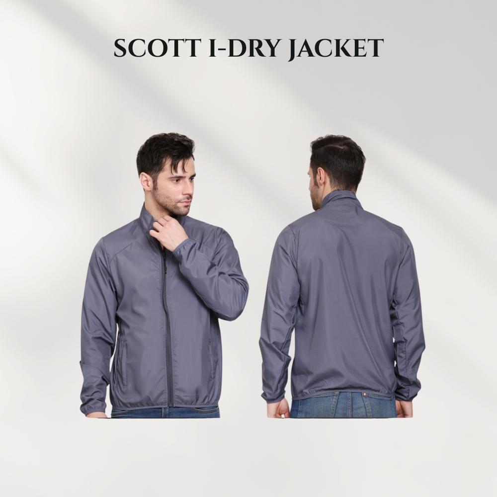 Scott I-Dry Jacket - Polyester, Regular Fit, Grey | I-DRY Water Resistant, Breathable, Two Zipper Pockets