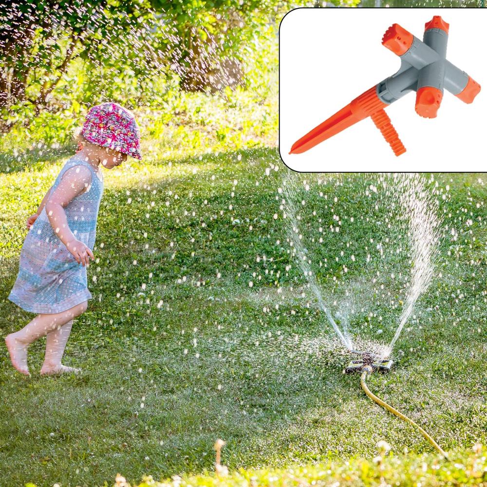360 Rotating Garden Sprinkler Adjustable 4-Arm Lawn Water Sprayer