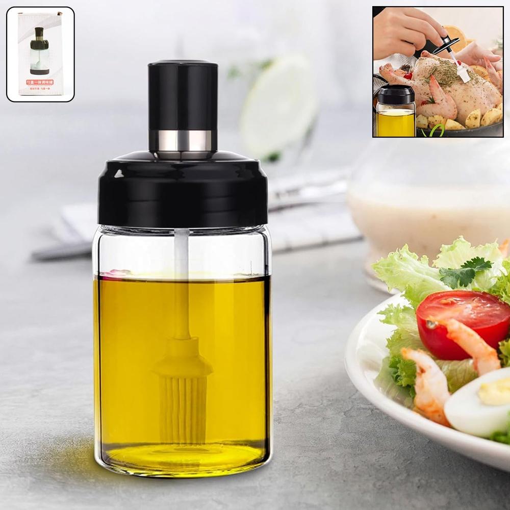 Clear Glass Oil Dispenser Bottle Integrated Silicone Basting Brush (250Ml Approx) - Application: As Per Product Requirement