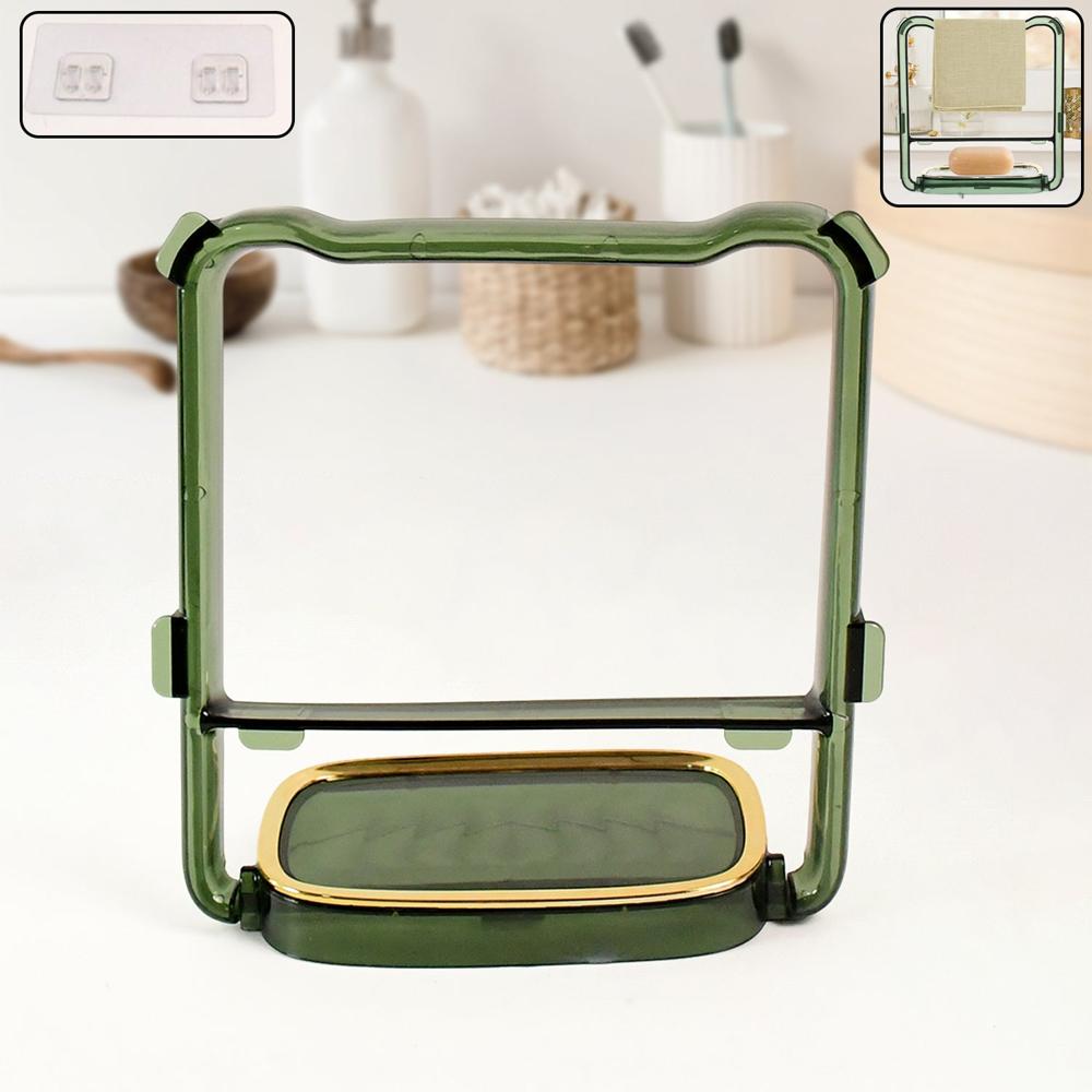 2-In-1 Self-Adhesive Towel Hanger & Soap Holder Stand (1 Pc) - Application: As Per Product Requirement