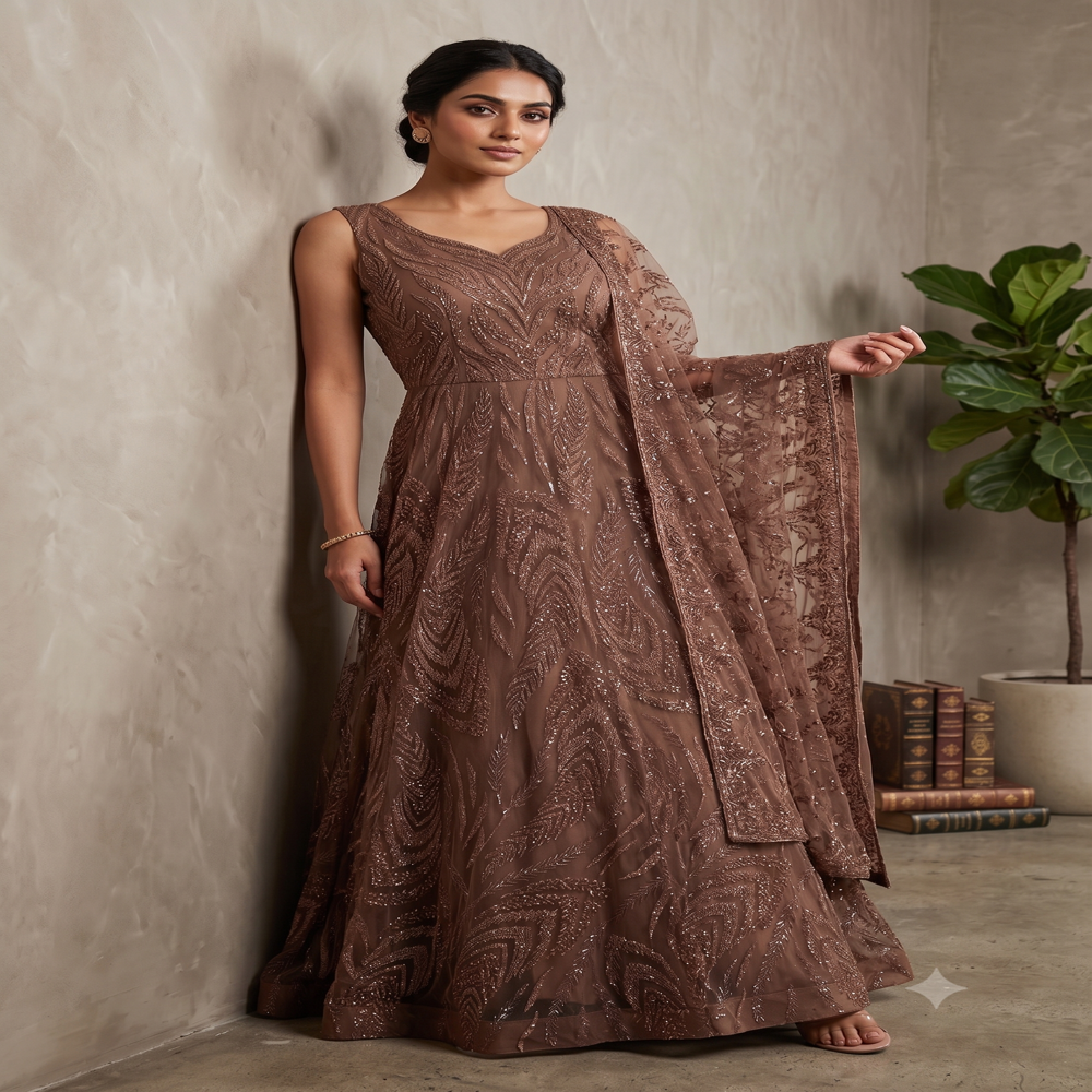 GW-70078 Embellished Gown with Beads Work