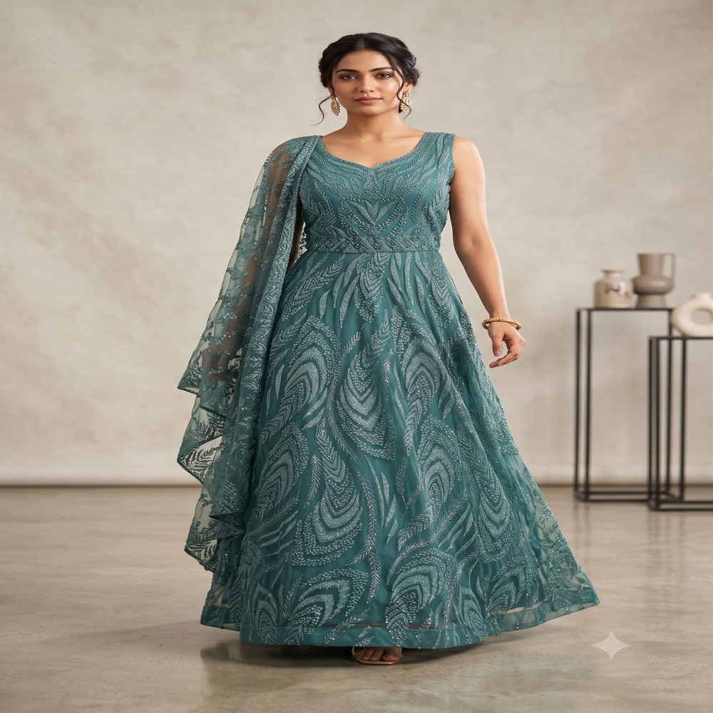 GW-70078 Embellished Gown with Beads Work