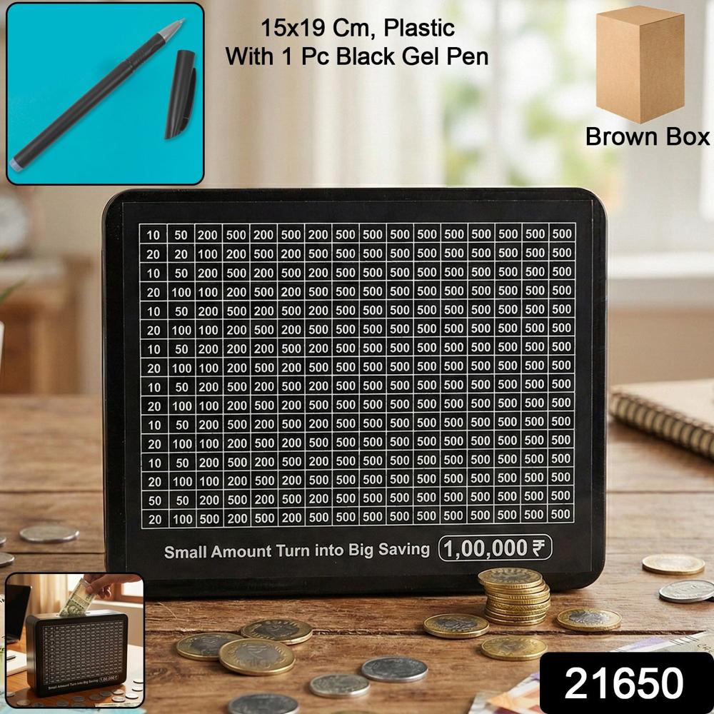 Reusable Money Saving Piggy Bank with Black Gel Pen (15 x 19 cm, 1 Pc)