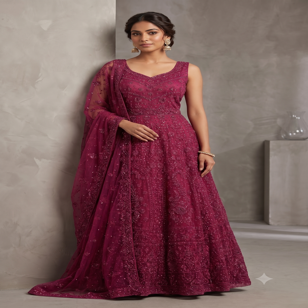 GW-70082 Premium Net Designer Gown