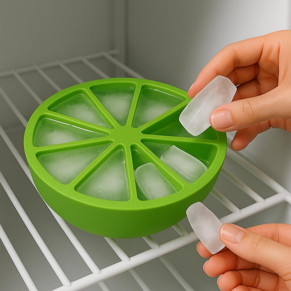 Lemon Shape Flexible Silicone Ice Cube Tray 8-Slot Round Ice Mold (1 Pc)