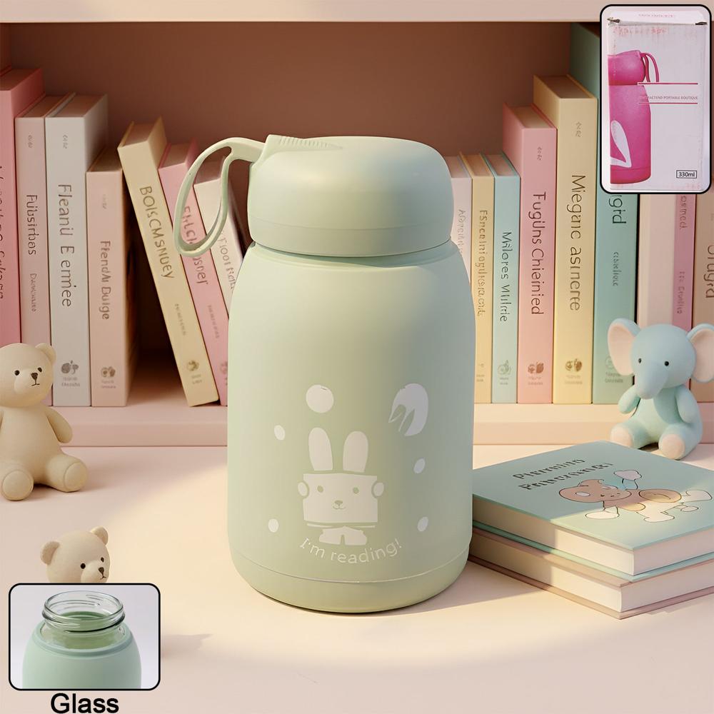 Cute Rabbit Printed Portable Insulated Water Bottle (330ml / 1 Pc) - Application: As Per Product Requirement