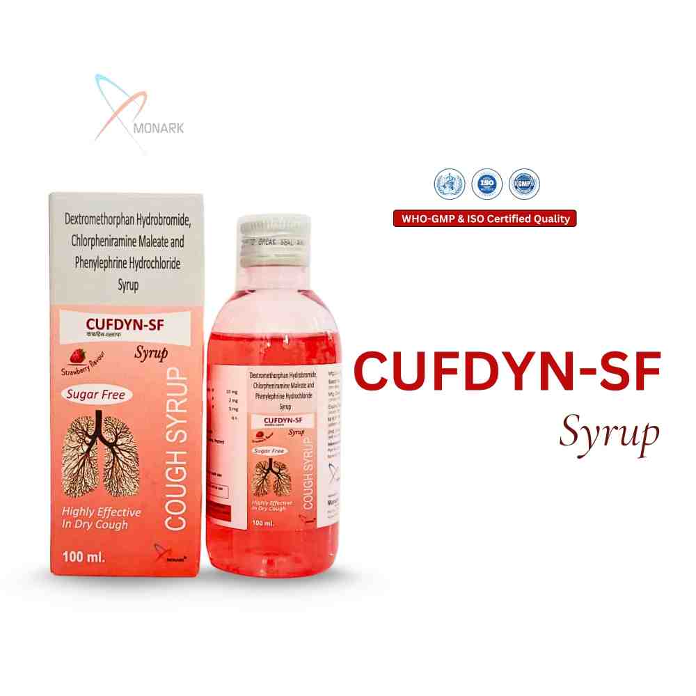 Dextromethorphen HBr.10mg +Phenylepherine Hcl 5mg +  Chlorpheniremine 2mg Syrup with Monocarton ( Sugar Free)