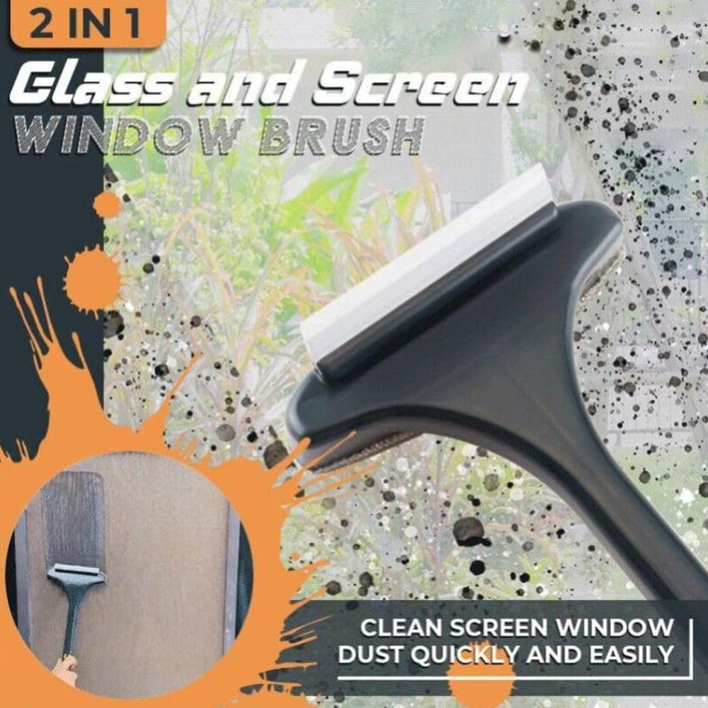 2-in-1 Mesh Cleaning Brush & Wiper with Extended Handle Window Cleaner (1 Pc)