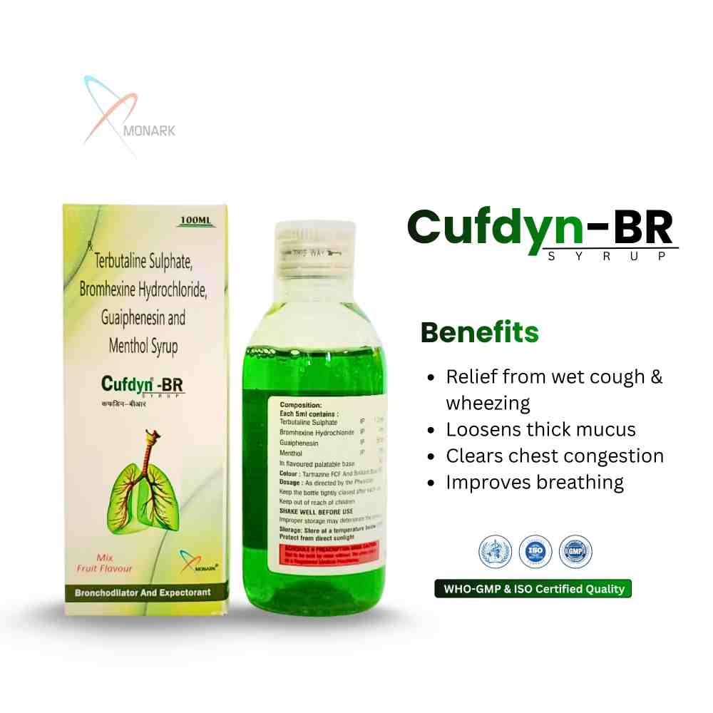 Terbutaline Sulphate Bromhexine Hcl, Guaiphenesin And Menthol Syrup - Brand Name: Cufdyn-br