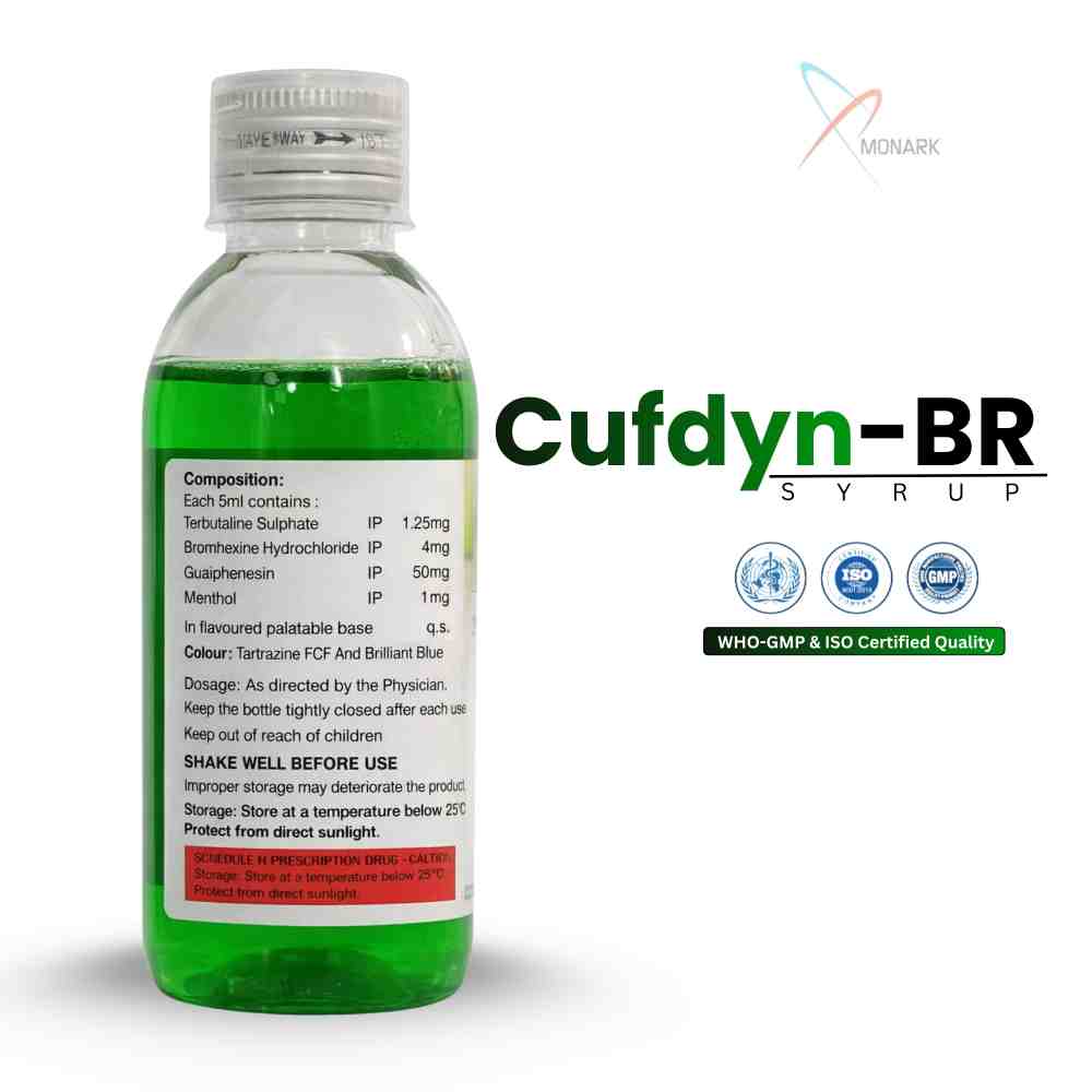 Terbutaline Sulphate Bromhexine Hcl, Guaiphenesin And Menthol Syrup - Brand Name: Cufdyn-br