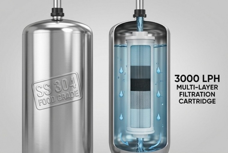 RO PLANT 3000 LPH STAINLESS STEEL 304 FOOD GRADE