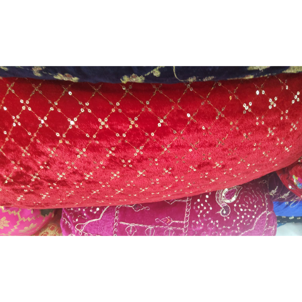 Check Makhan Velvet Fabric