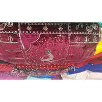 Maroon Velvet Parrot Fabric