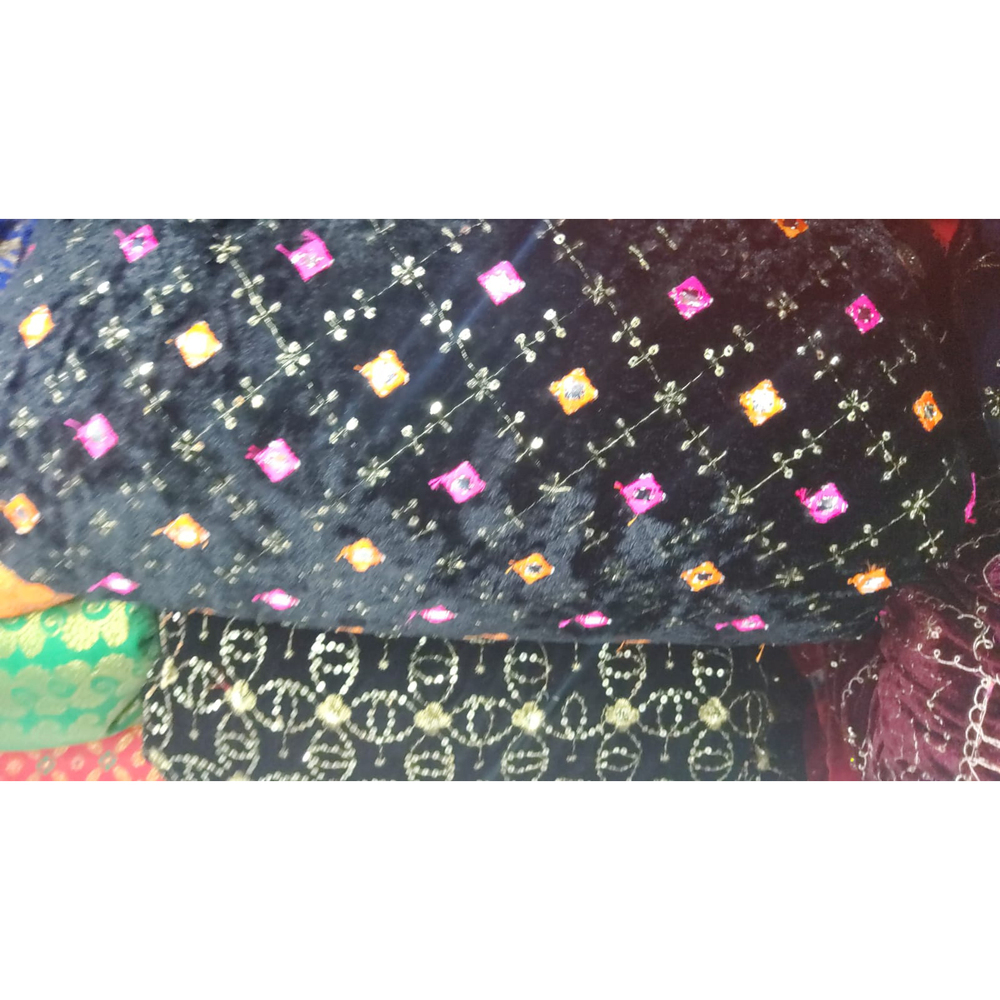 Heavy Velvet Mirror Work Fabric