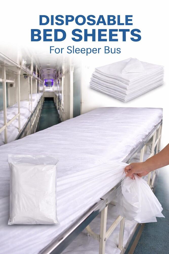 High Quality Disposable Bed Sheet - Non-woven Material, 48x80 Inches, Blue Color | Plain Dyed Design, 180 Gsm, For Hospital Use