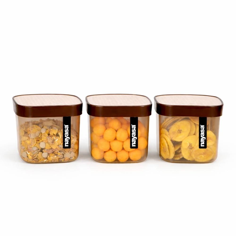 Nayasa Fusion 750 Ml Bpa Free Food Grade Airtight Kitchen Storage Stackable Containers - Set Of 3 - Capacity: 1000 Milliliter (Ml)