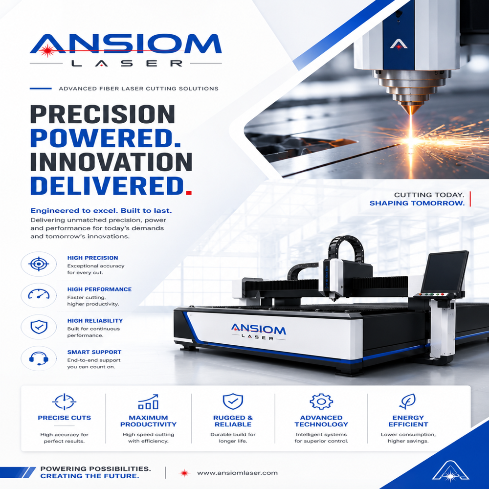 3 kW CNC Fiber Laser Cutting Machine for Mild Steel, Stainless Steel & Aluminum | Industrial Metal Laser Cutter | Ansiom Laser