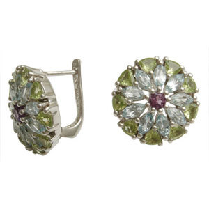 कॉस्टयूम ईयररिंग ज्वेलरी पेरिडॉट और एमेथिस्ट मल्टी कलर्ड इयररिंग्स टॉप इयररिंग्स डिज़ाइन