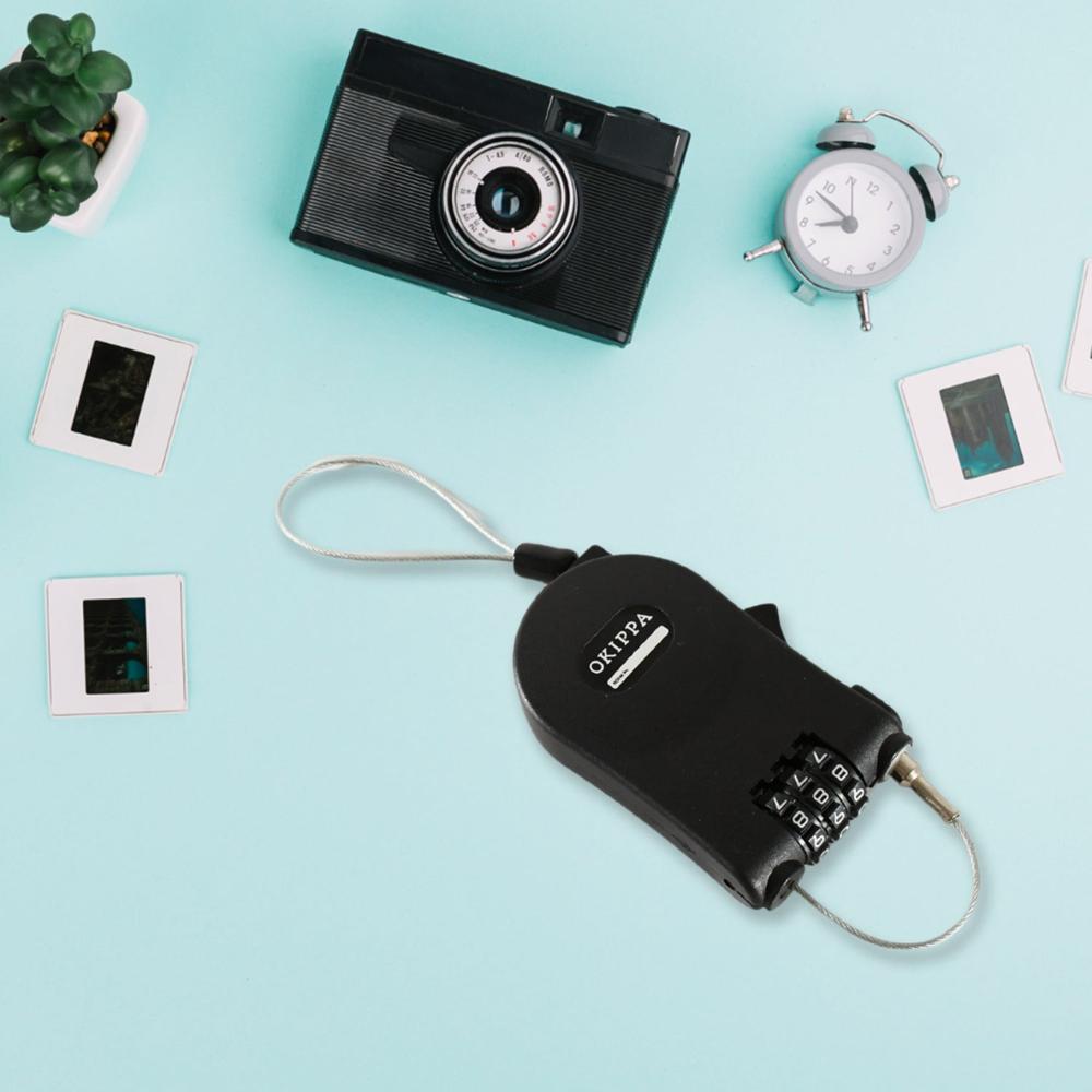 Multifunctional Cable Lock with Number Code Retractable Wire Lock Shell Combination