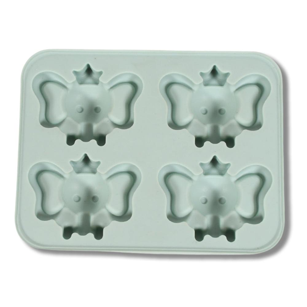 Silicone Cartoon Shape 4 Grid Ice Cube Tray for Fridge 1 Pc