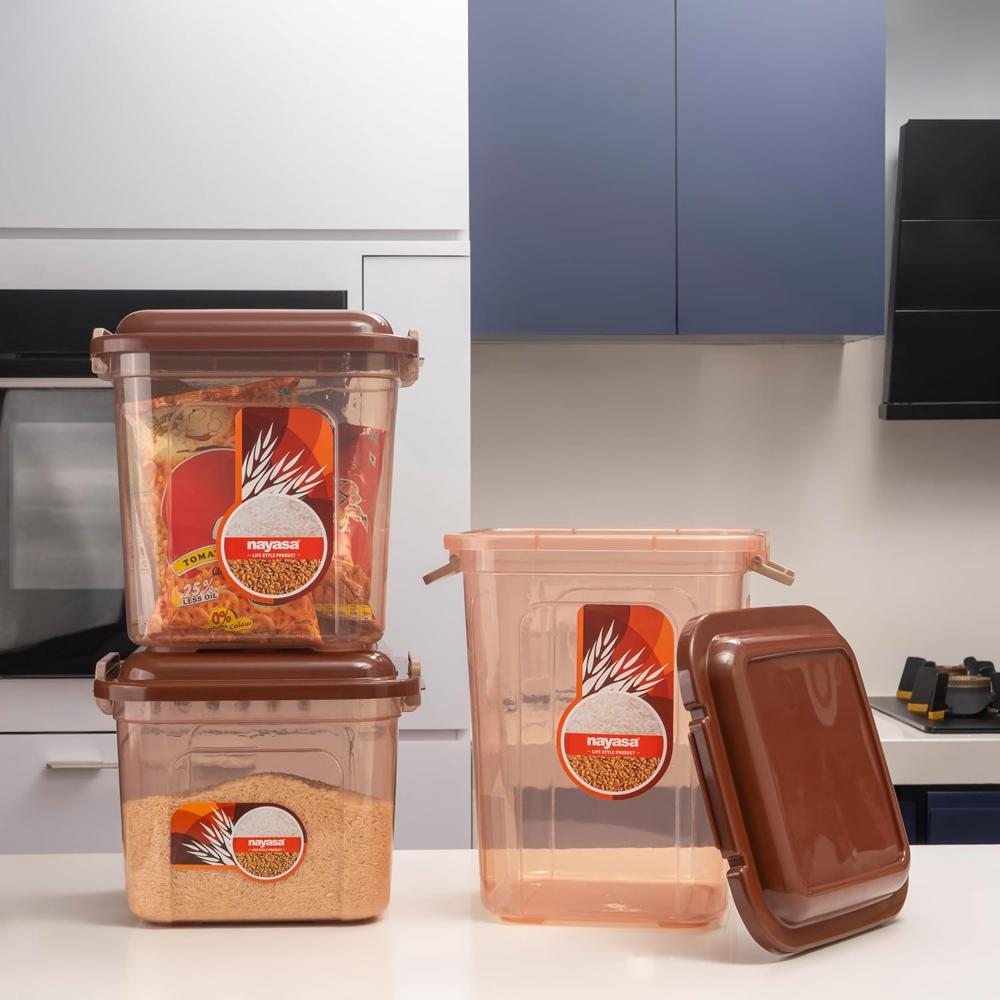 Nayasa Store In 14L Bpa Free Food Grade Airtight Kitchen Storage Stackable Containers Brown - Capacity: 14 Ltr