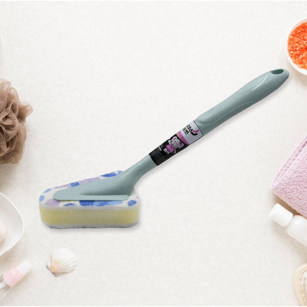 Triangular Sponge Brush Long Handle Multipurpose Kitchen & Bathroom Cleaning Tool