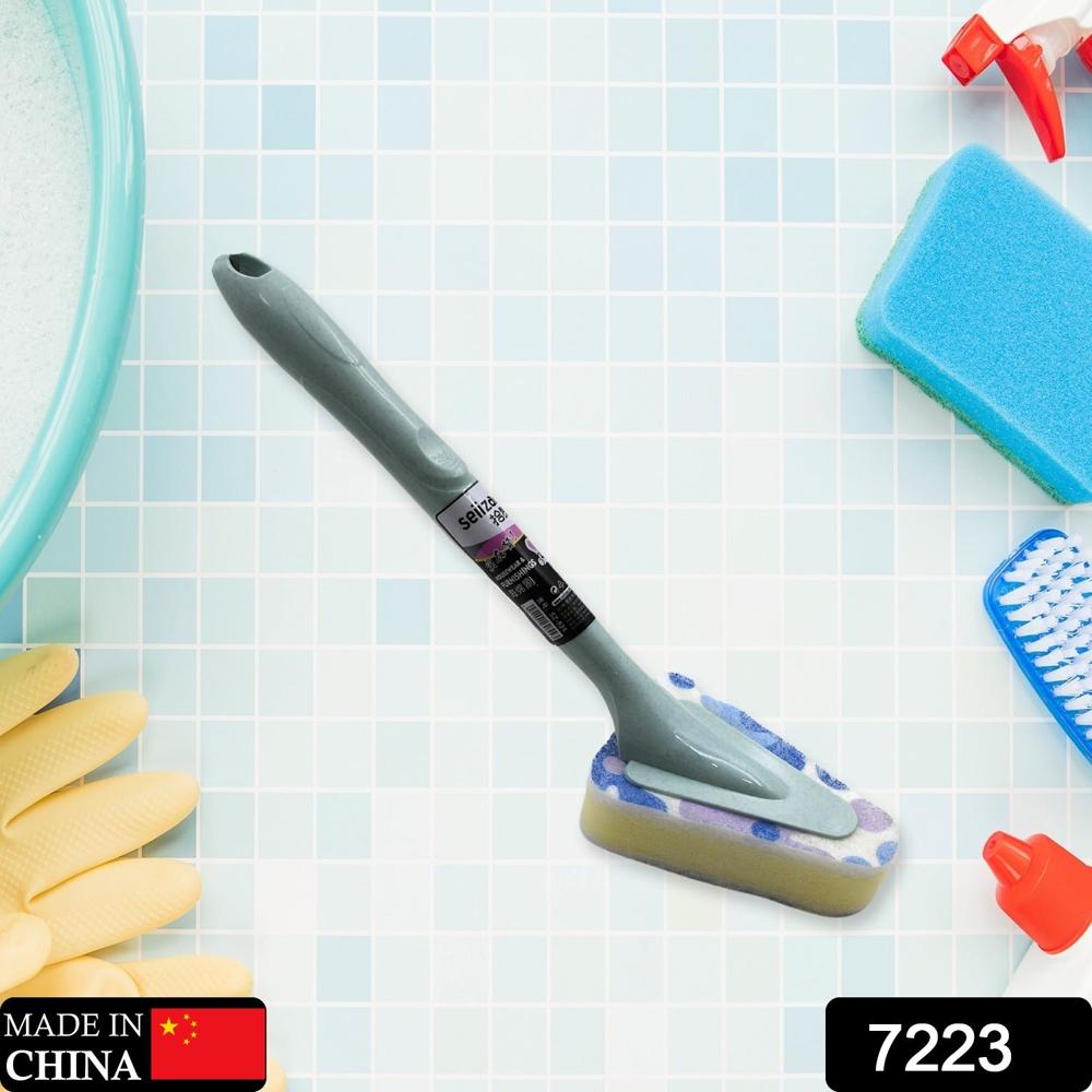 Triangular Sponge Brush Long Handle Multipurpose Kitchen & Bathroom Cleaning Tool