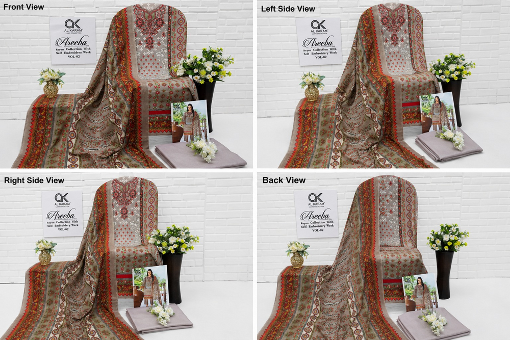 Ladies Ethnic Maroon Unstitched Suit