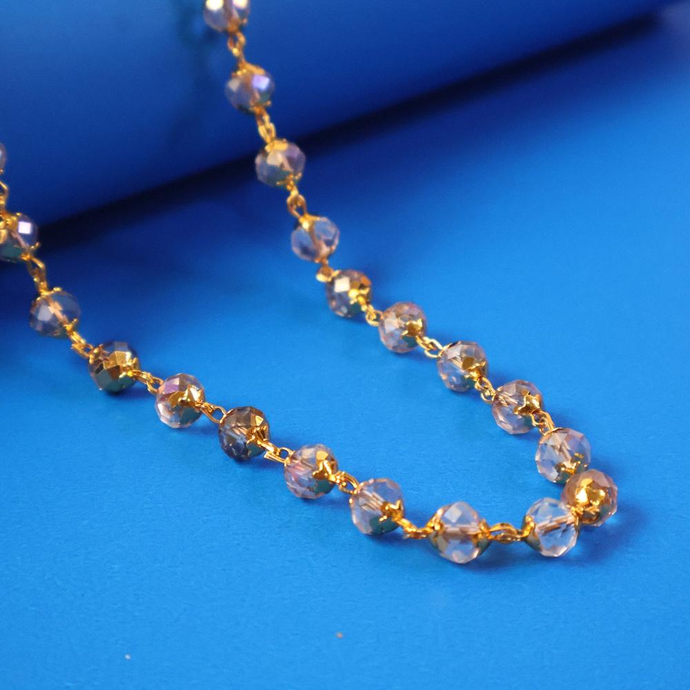 Elegant Gold-Tone Faceted Crystal Beaded Necklace (1 Pc) - Age Group: As Per Product Requirement