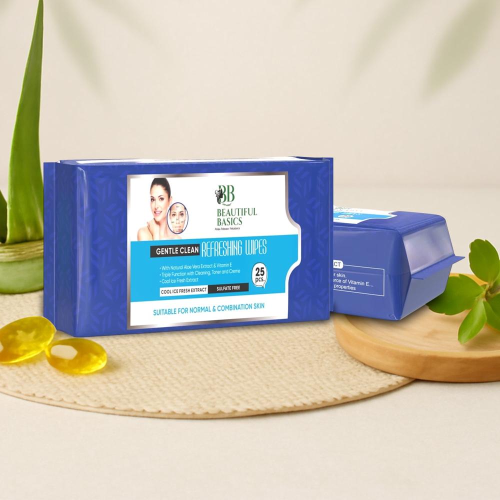 Beautiful Basics Normal & Oily Skin Face Wipes (2 Pkts X 50 Pcs Wipes) - Age Group: As Per Product Requirement