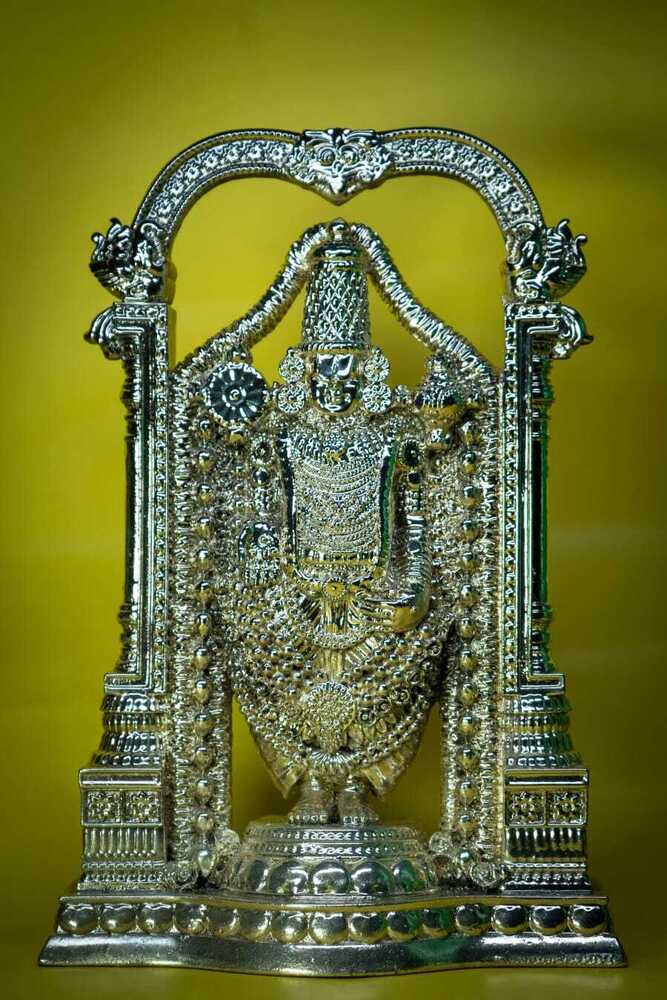 Silver Plated Tirupati Balaji Maharaj Idol