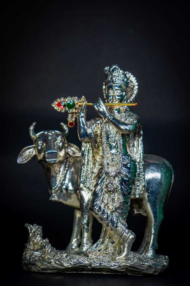 Silver Plated Krishna Idol