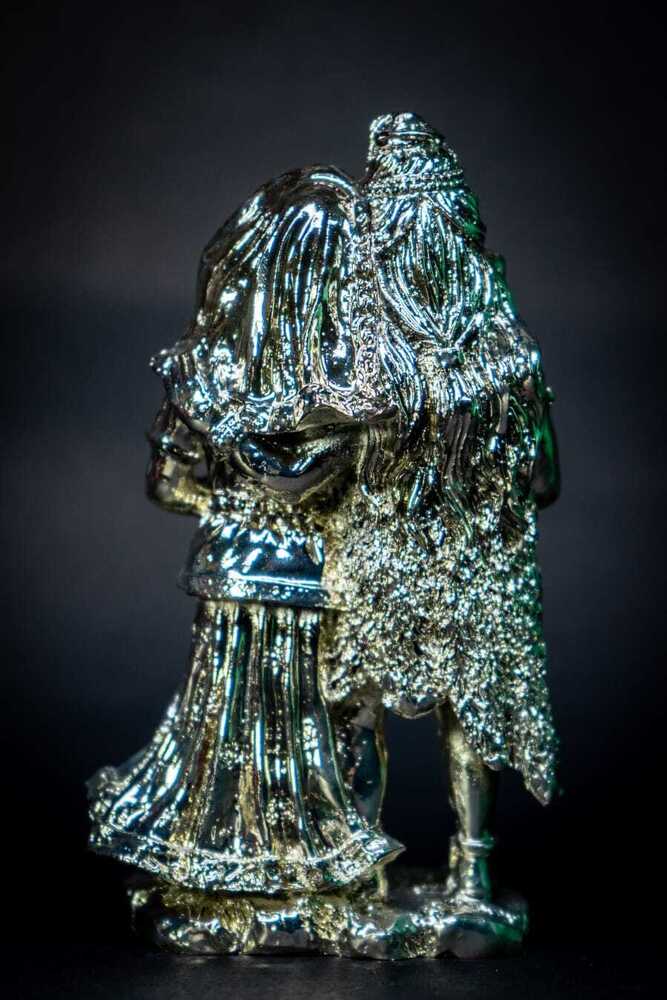 Silver Plated Shiv And Parvati With Ganesh Ji Idol