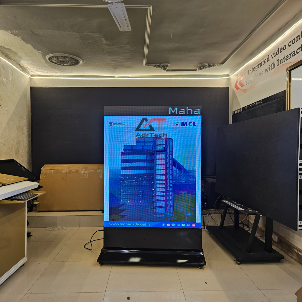 Led Display Totem - Metal Alloy, 1800x900x100mm, Full Color Rgb, High-resolution P3/p4 Led Panel | Ip54 Water Resistant, Adjustable Brightness, Remote Cms, Freestanding With Casters